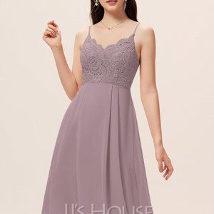 Knee Length Chiffon Bridesmaid Single Strap Cocktail Dress Dusk Size 8
